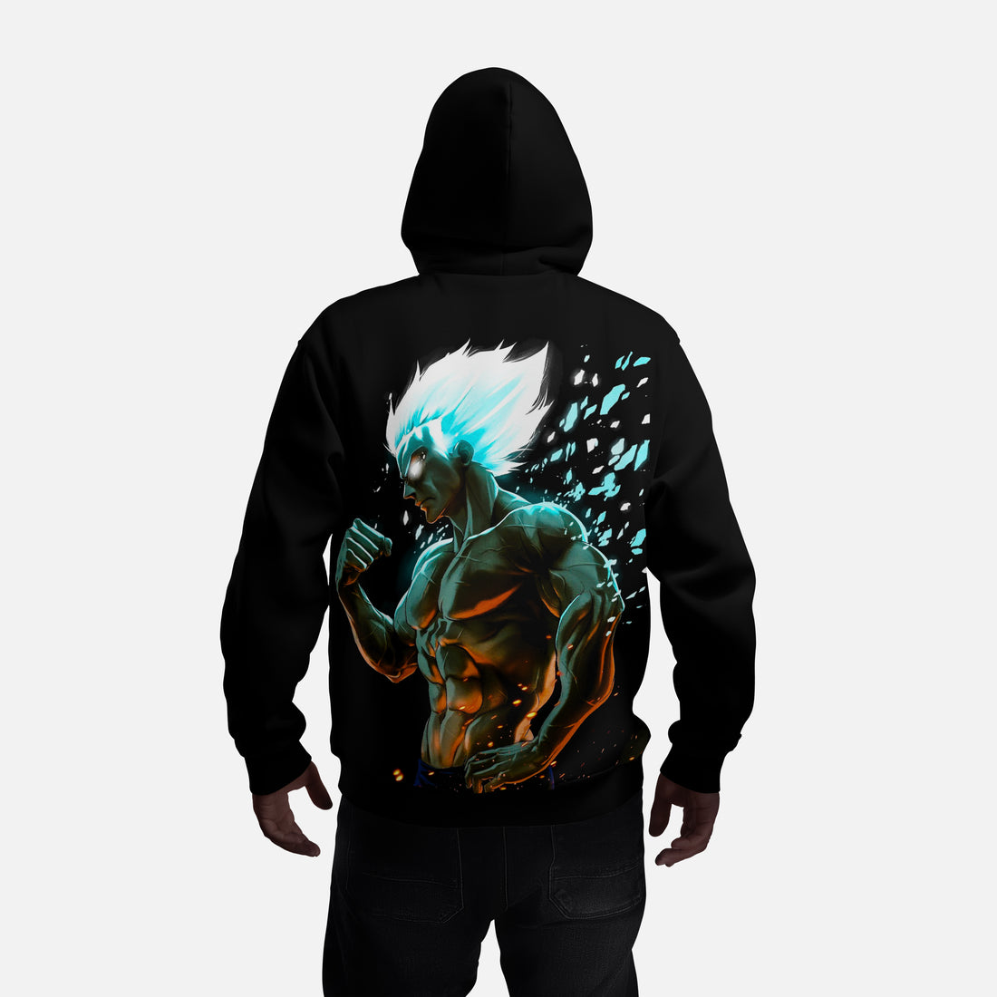 Premium Black Anime Hoodie – Ninja Emblem + Super Aura Warrior