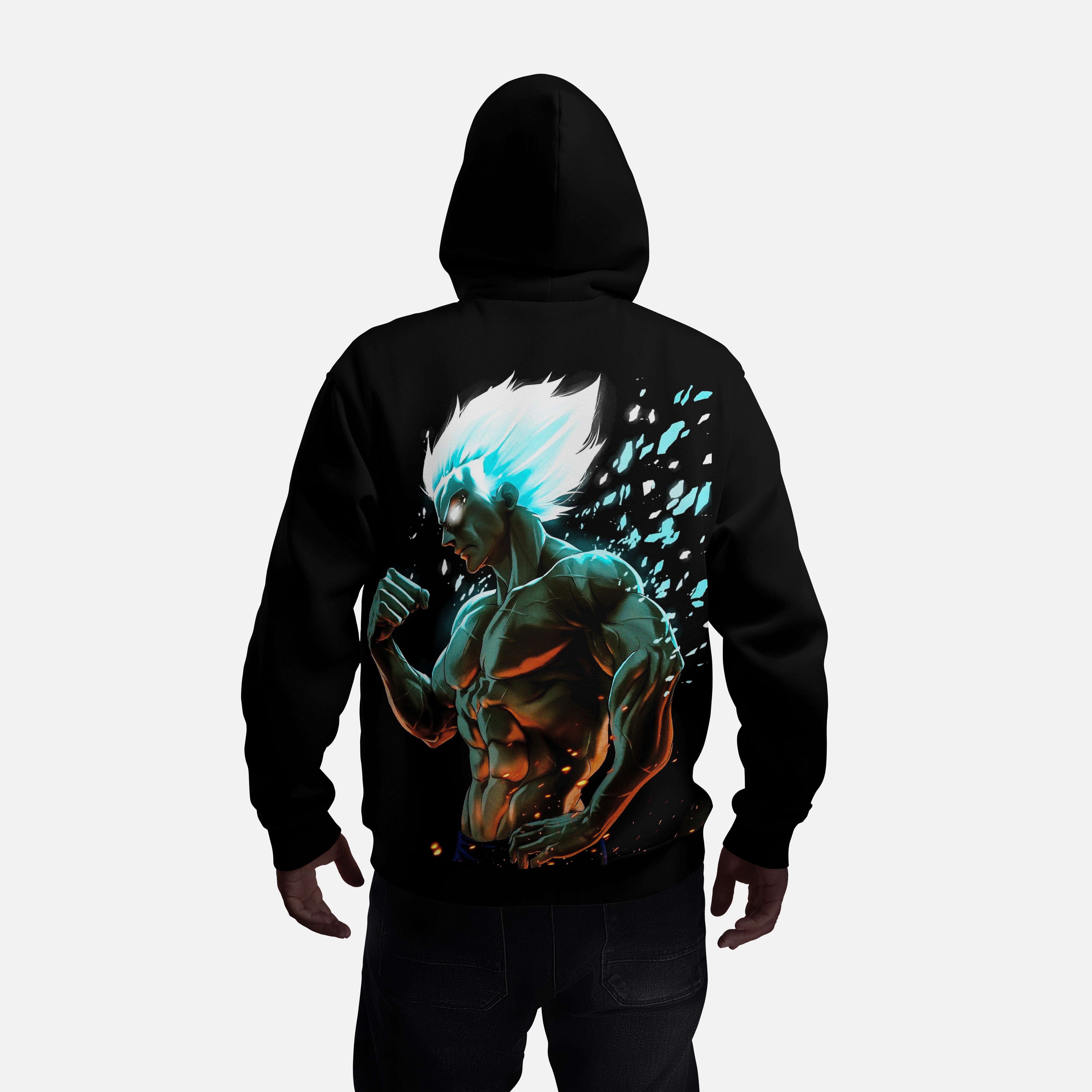 Premium Black Anime Hoodie – Ninja Emblem + Super Aura Warrior
