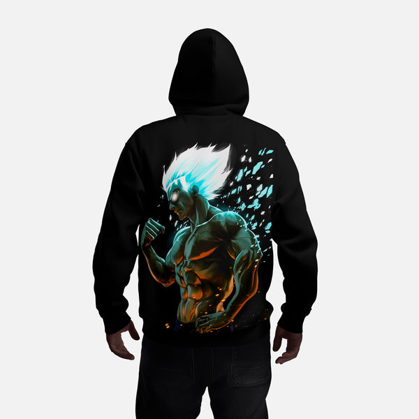 Premium Black Anime Hoodie – Ninja Emblem + Super Aura Warrior