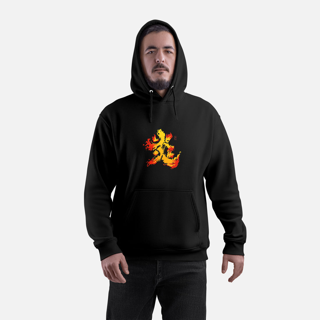 Premium Ninja Clan Hoodie – Fire Kanji Front, Rogue Warrior Back