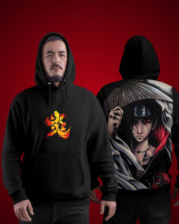 Premium Ninja Clan Hoodie – Fire Kanji Front, Rogue Warrior Back
